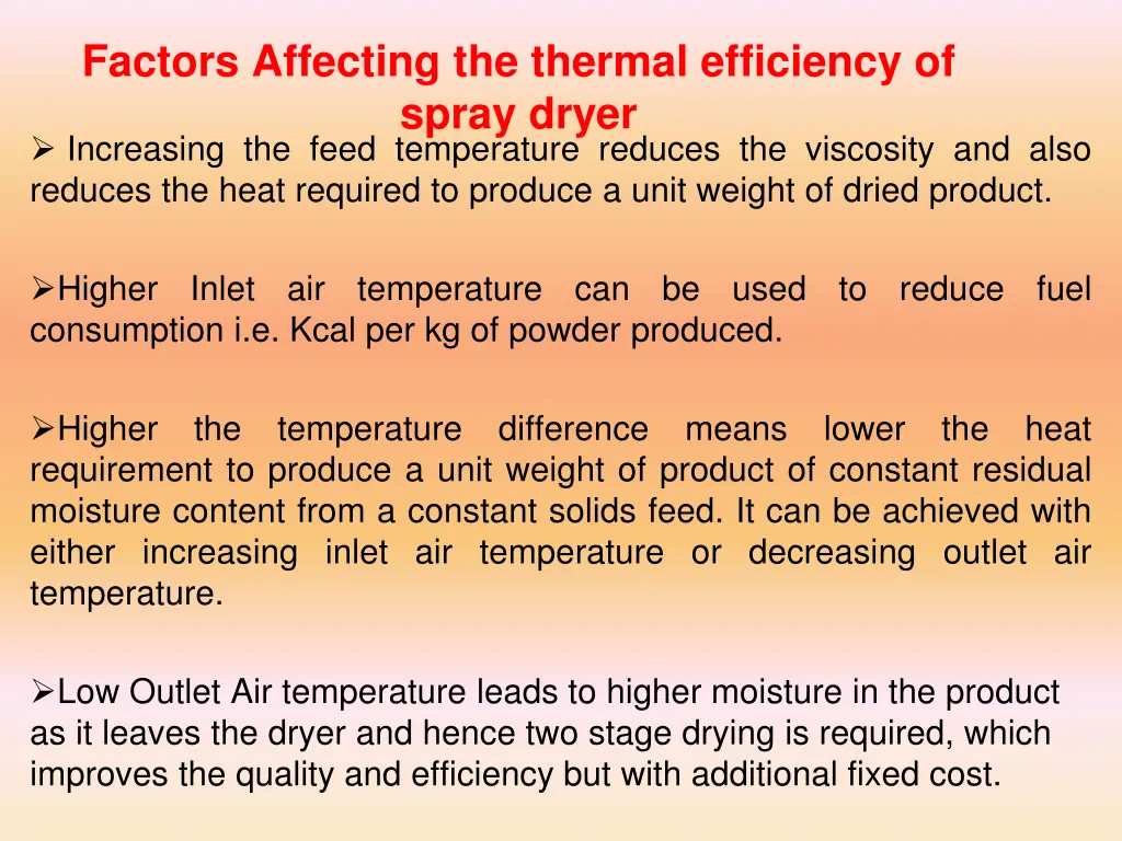 factors affecting the thermal efficiency of spray