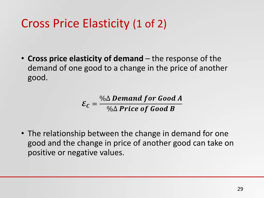 cross price elasticity 1 of 2