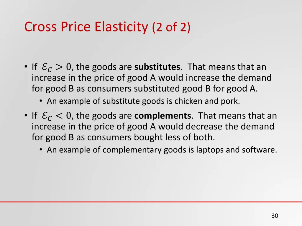 cross price elasticity 2 of 2