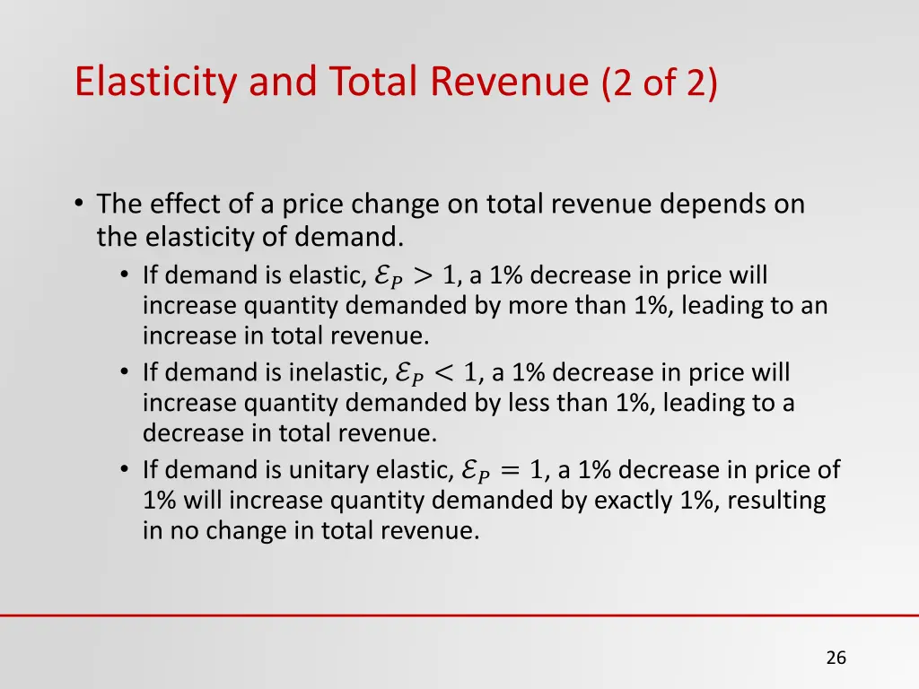 elasticity and total revenue 2 of 2