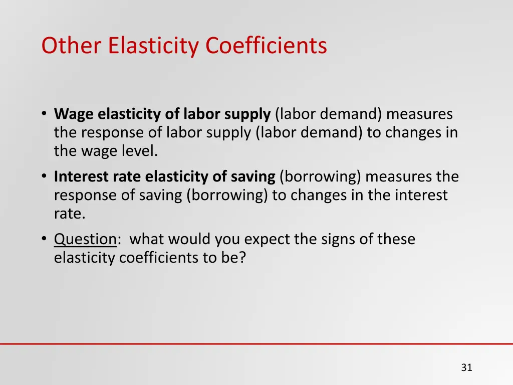 other elasticity coefficients