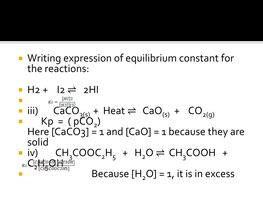 writing expression of equilibrium constant