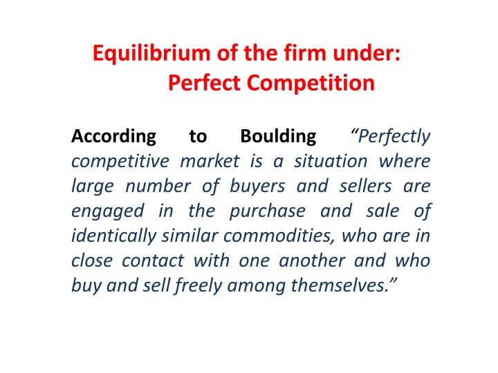 equilibrium of the firm under perfect competition