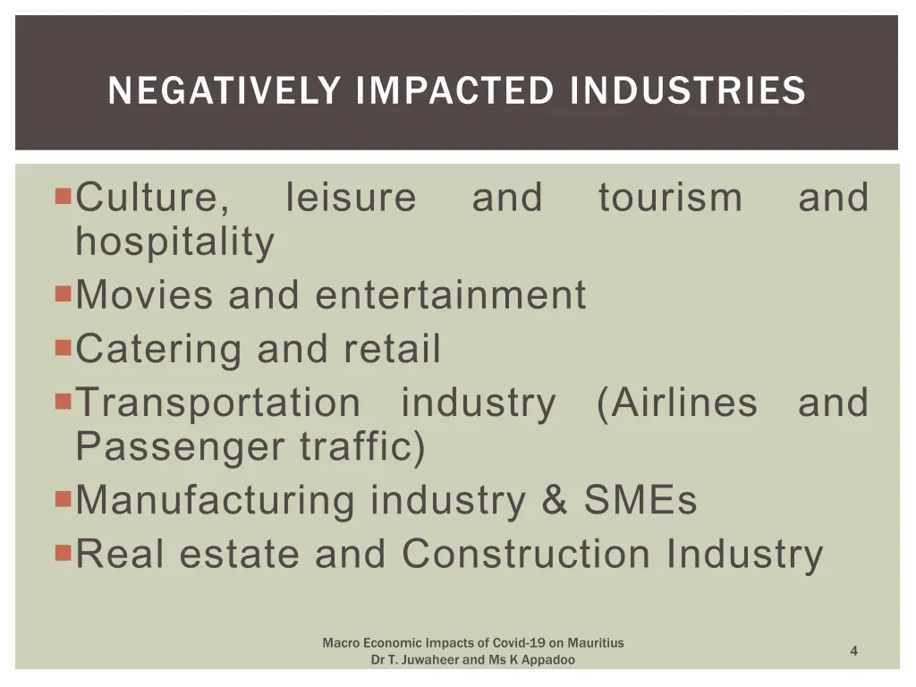 negatively impacted industries