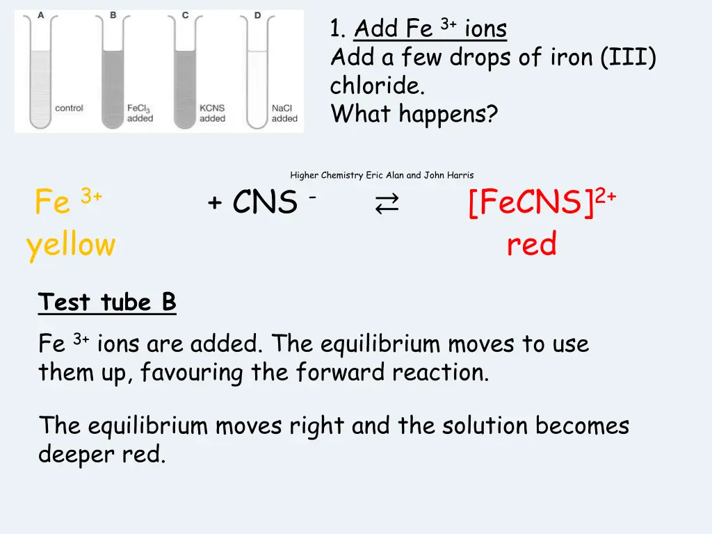 1 add fe 3 ions add a few drops of iron