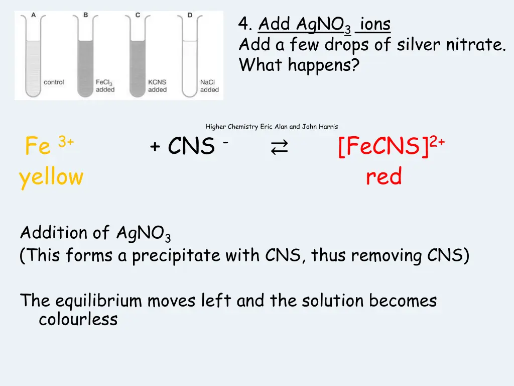 4 add agno 3 ions add a few drops of silver