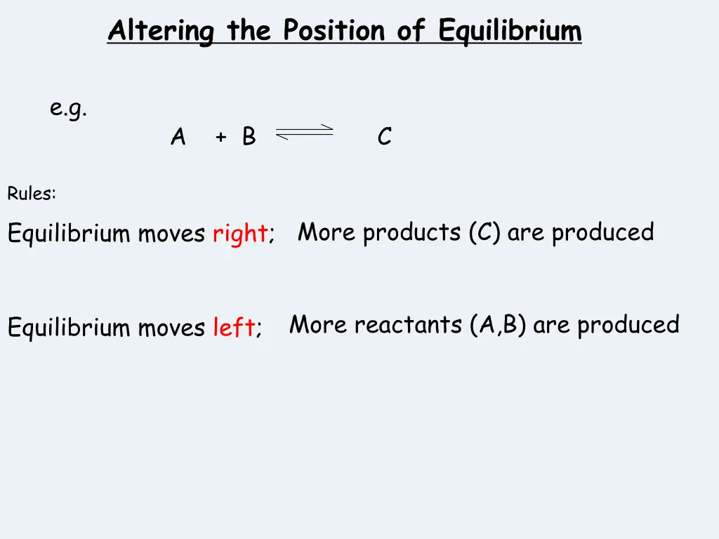 altering the position of equilibrium