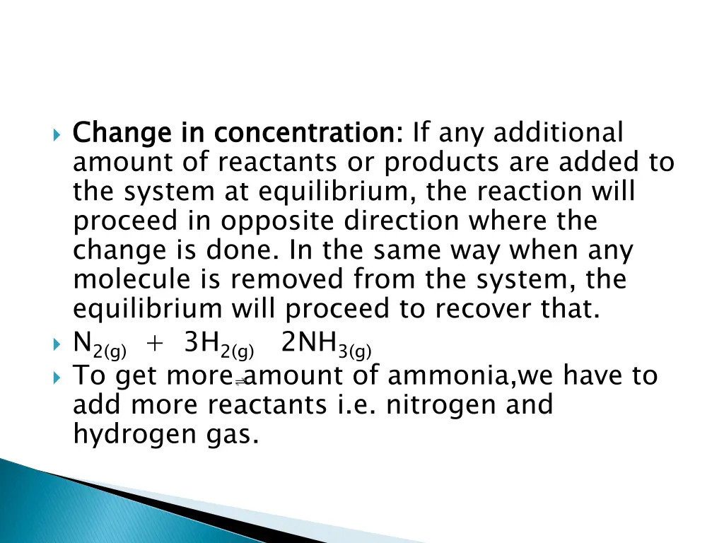 change in concentration amount of reactants