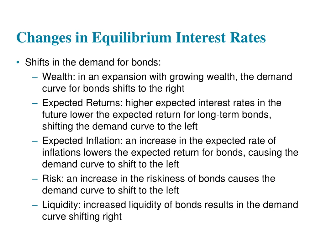 changes in equilibrium interest rates