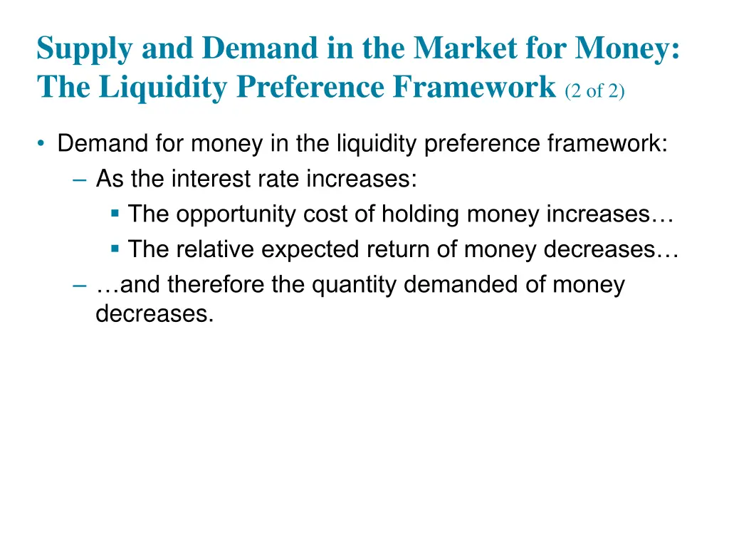 supply and demand in the market for money 1