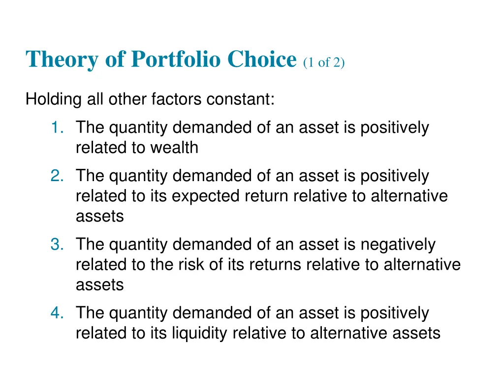 theory of portfolio choice 1 of 2