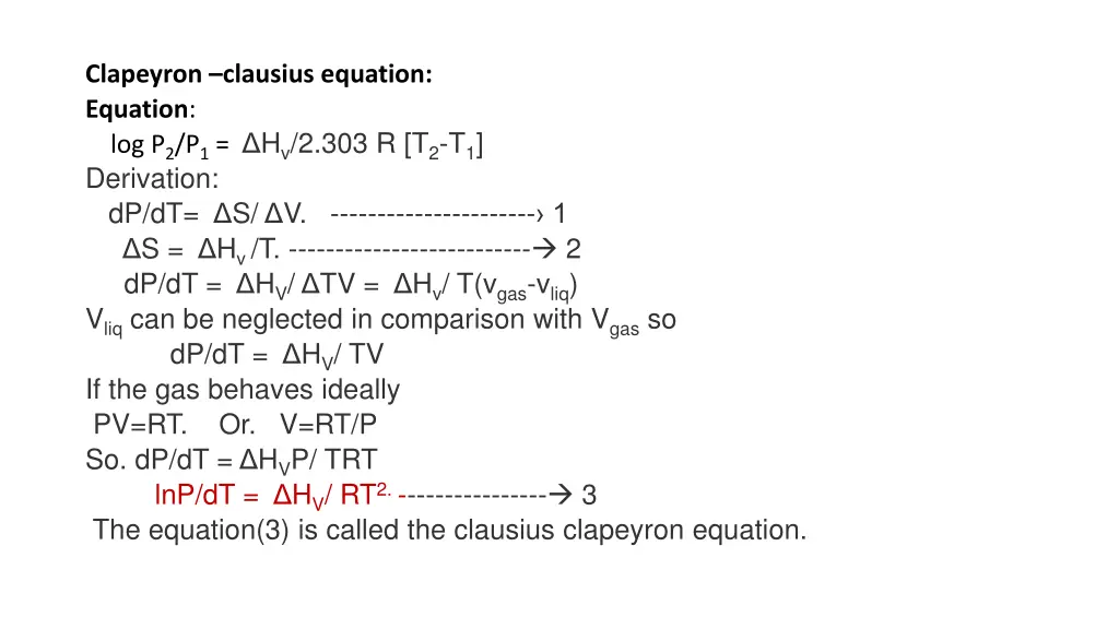 clapeyron clausius equation equation