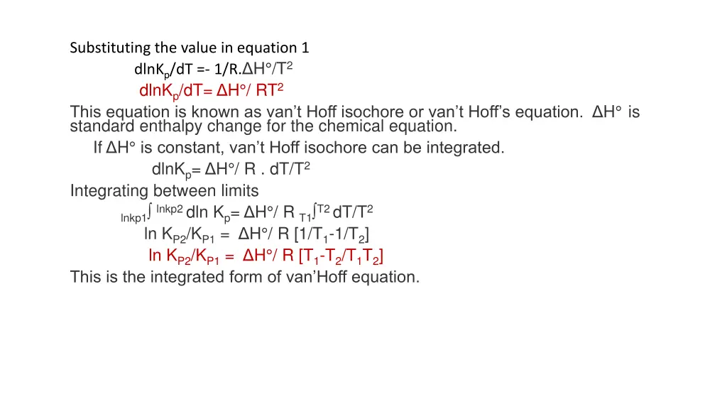 substituting the value in equation 1 dlnk