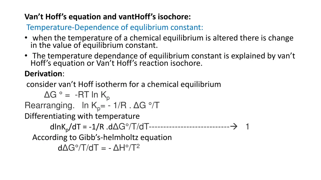 van t hoff s equation and vanthoff s isochore