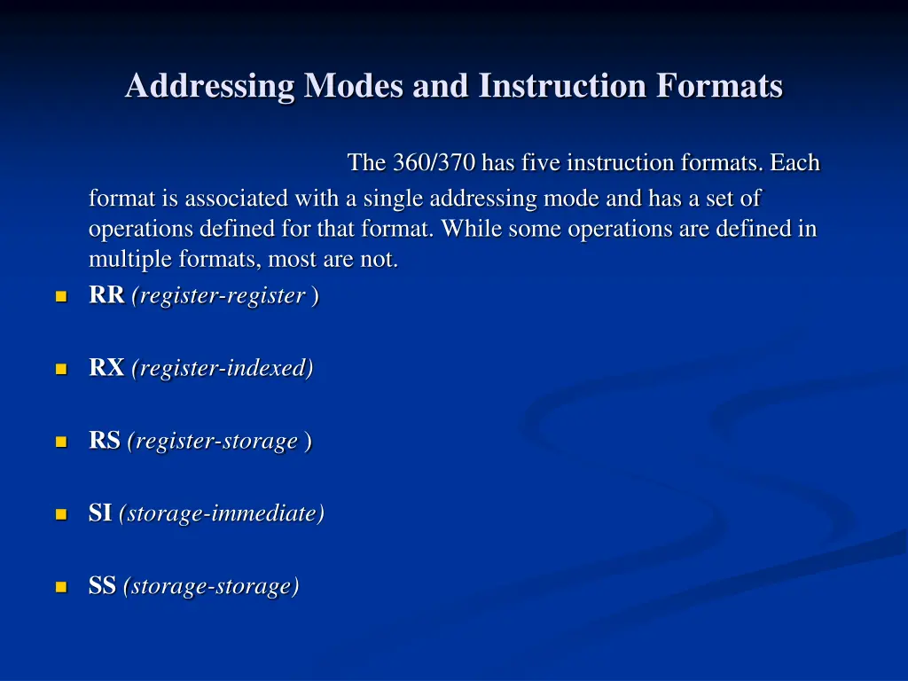 addressing modes and instruction formats