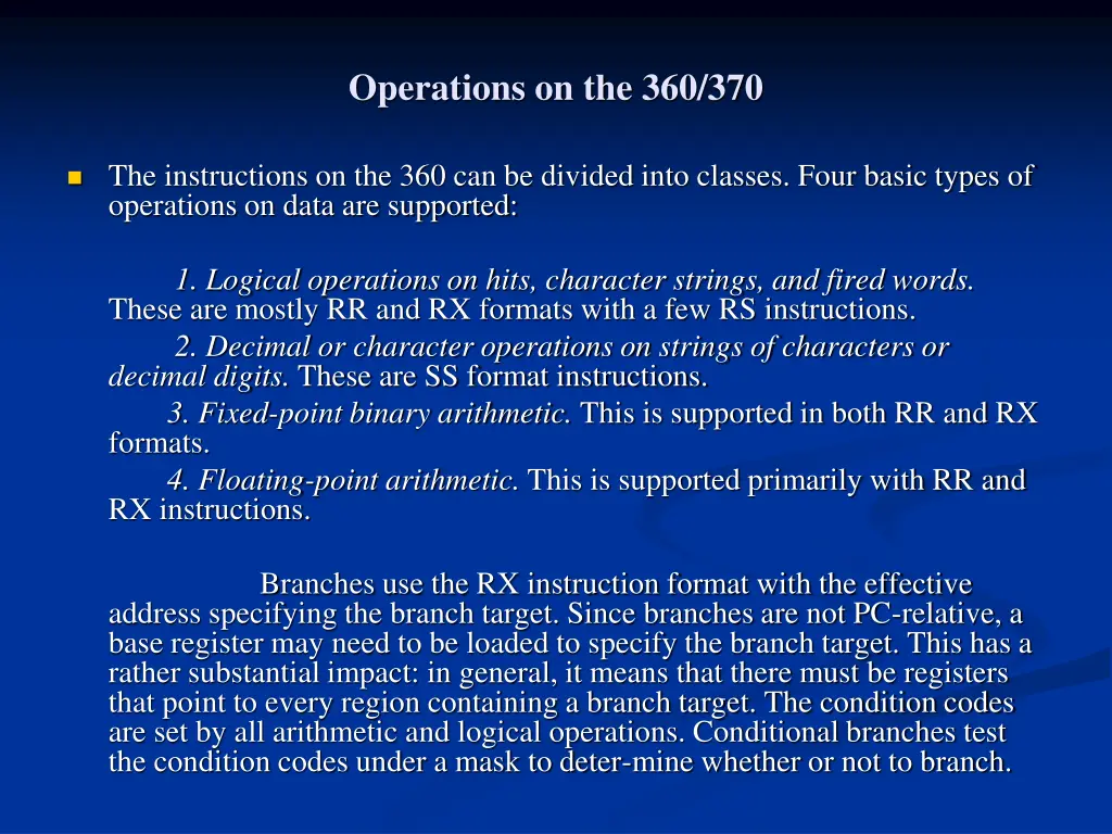 operations on the 360 370