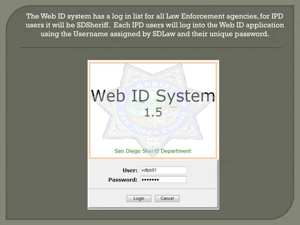 the web id system has a log in list