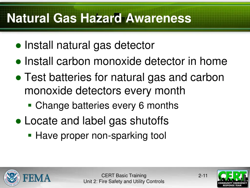 natural gas hazard awareness