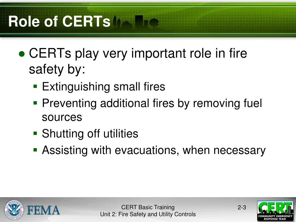 role of certs