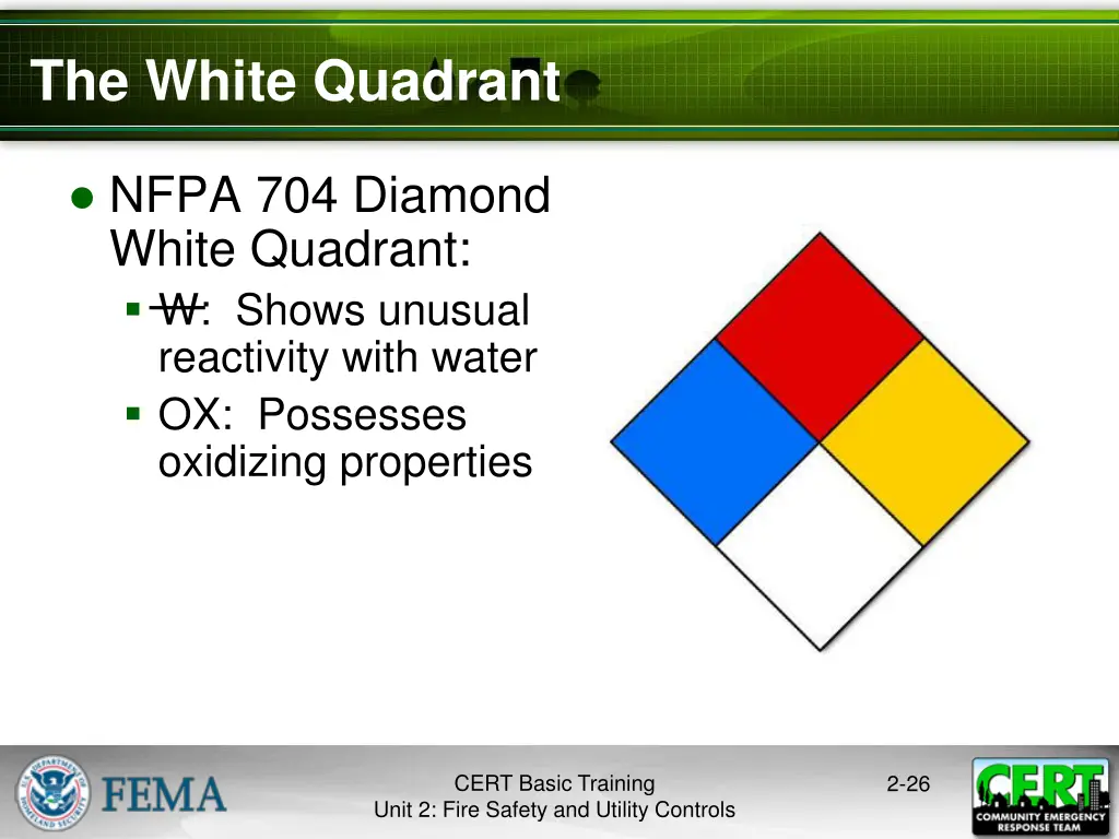 the white quadrant