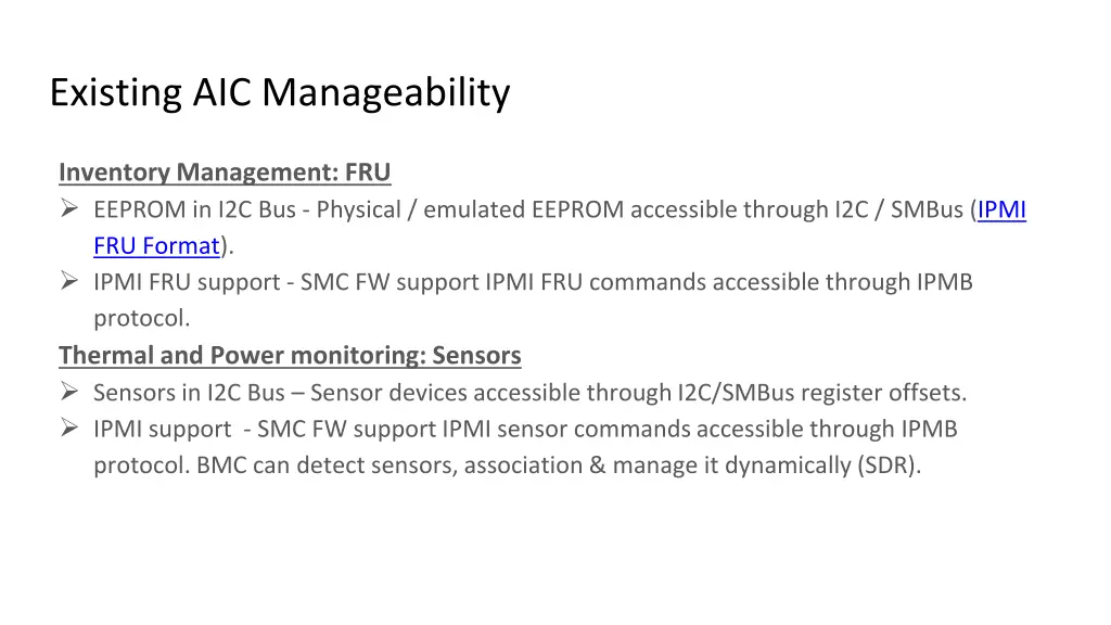 existing aic manageability 1