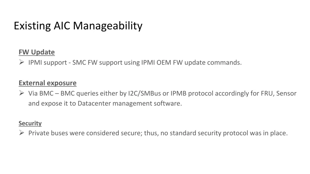 existing aic manageability 2