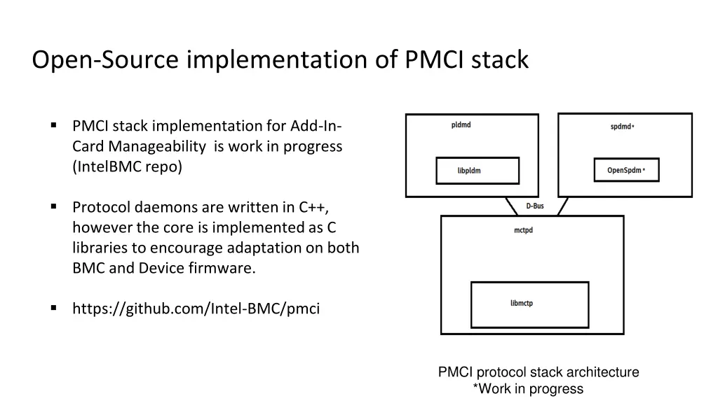 open source implementation of pmci stack