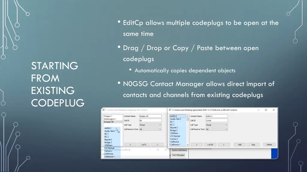 editcp allows multiple codeplugs to be open