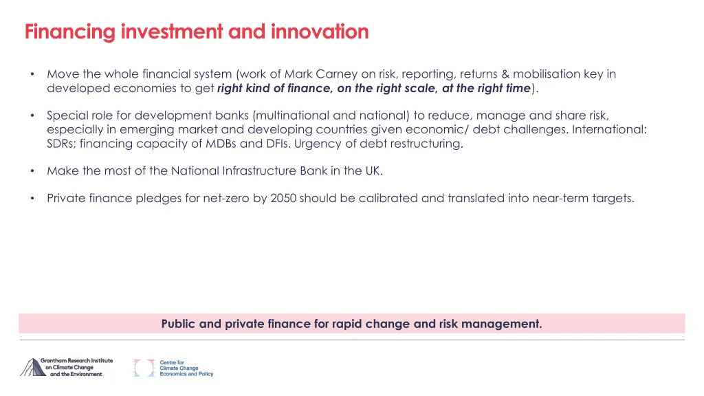 financing investment and innovation