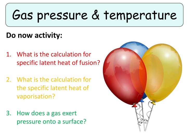 gas pressure temperature