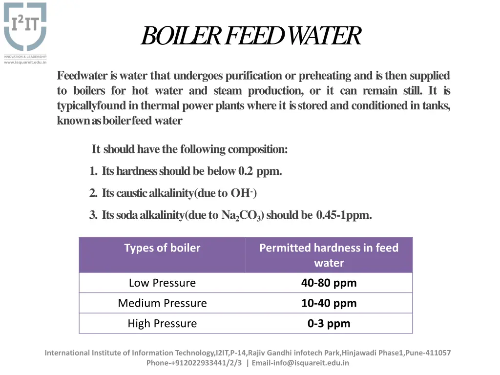 boiler feedwater