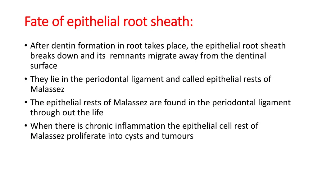 fate of epithelial root sheath fate of epithelial