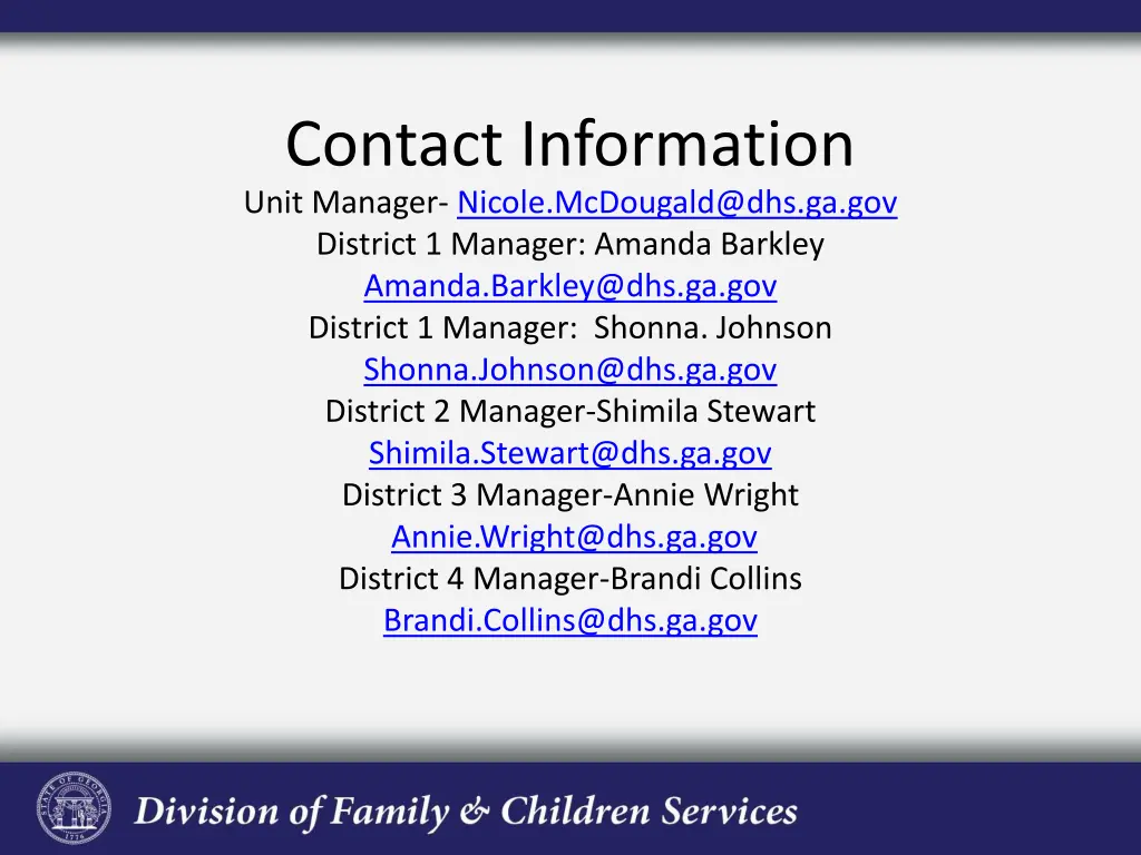 contact information unit manager nicole