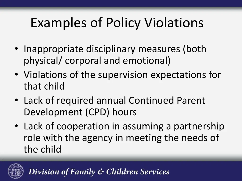 examples of policy violations