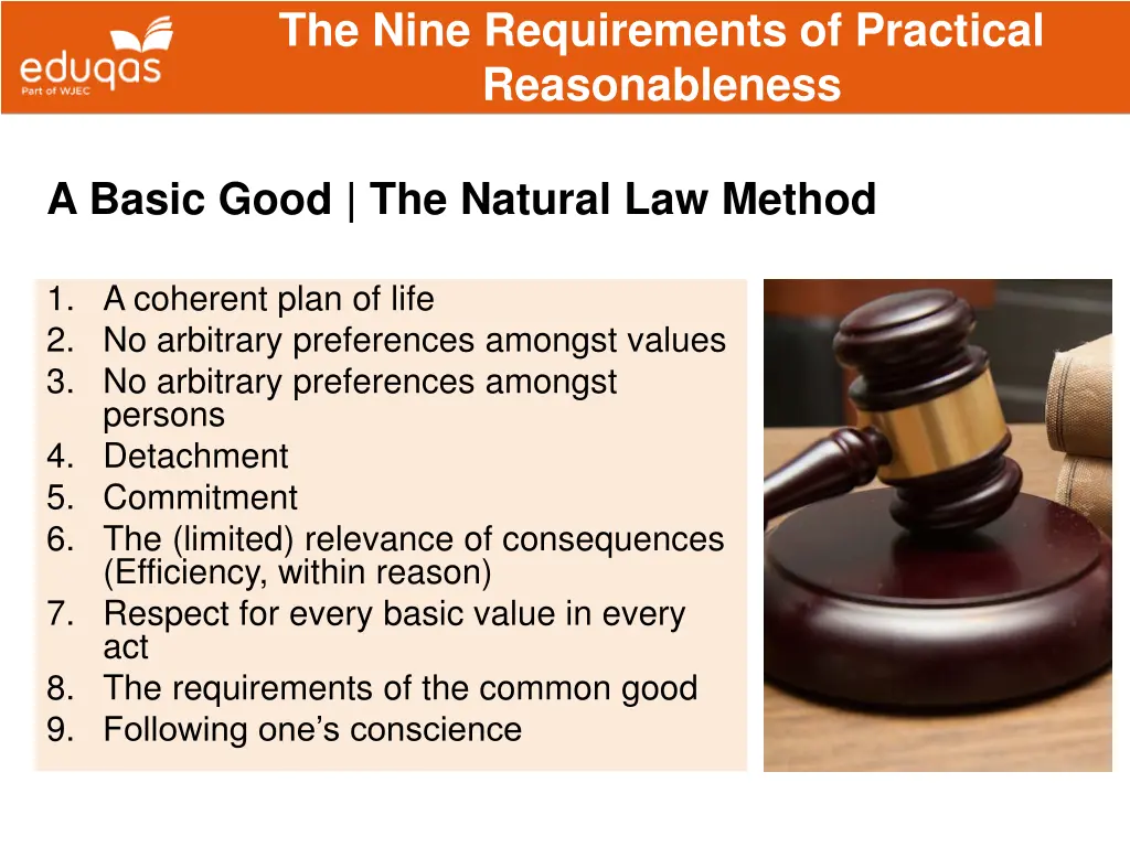 the nine requirements of practical reasonableness