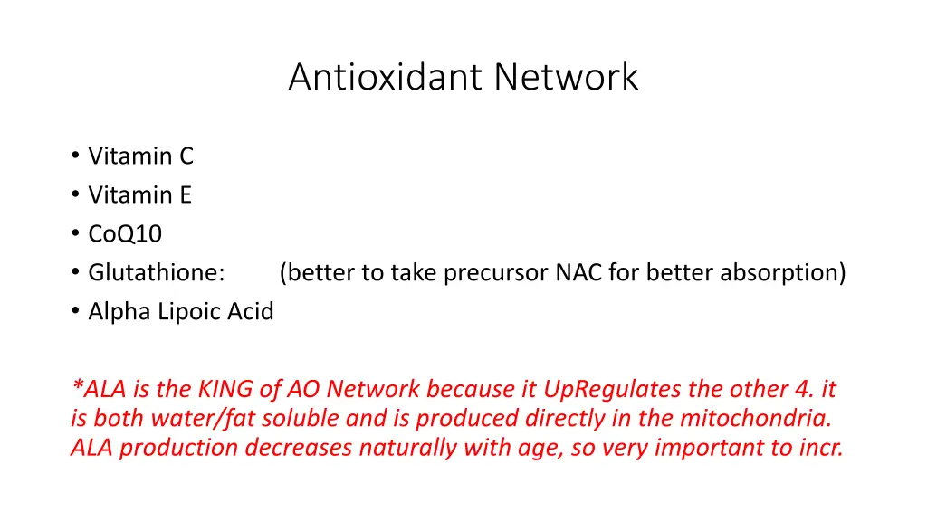 antioxidant network