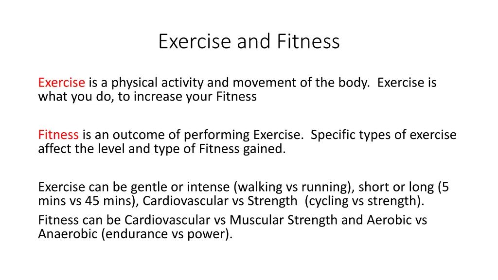 exercise and fitness