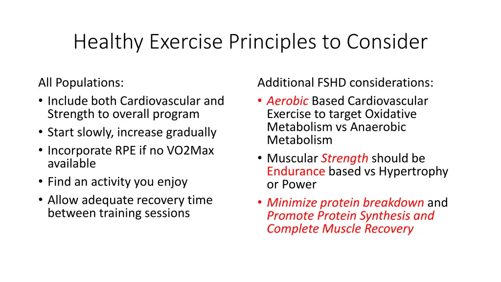 healthy exercise principles to consider