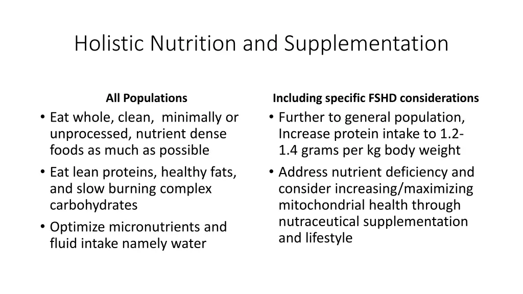 holistic nutrition and supplementation