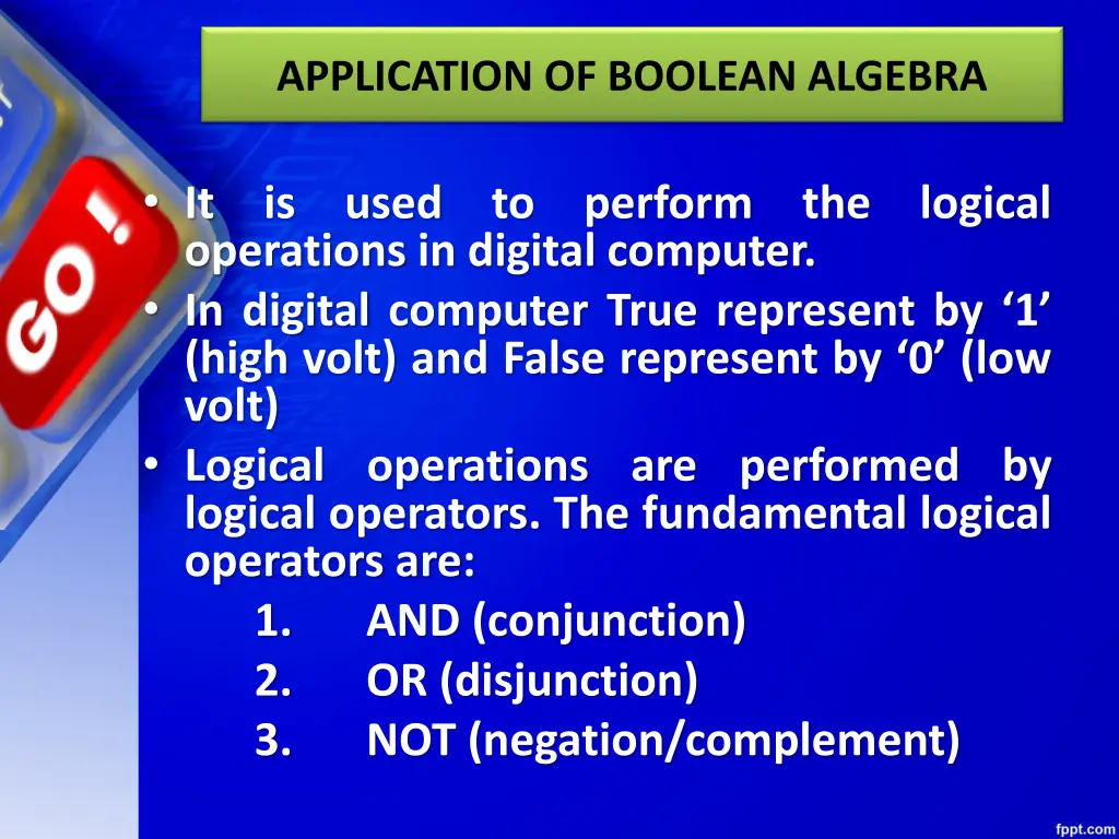 application of boolean algebra 1