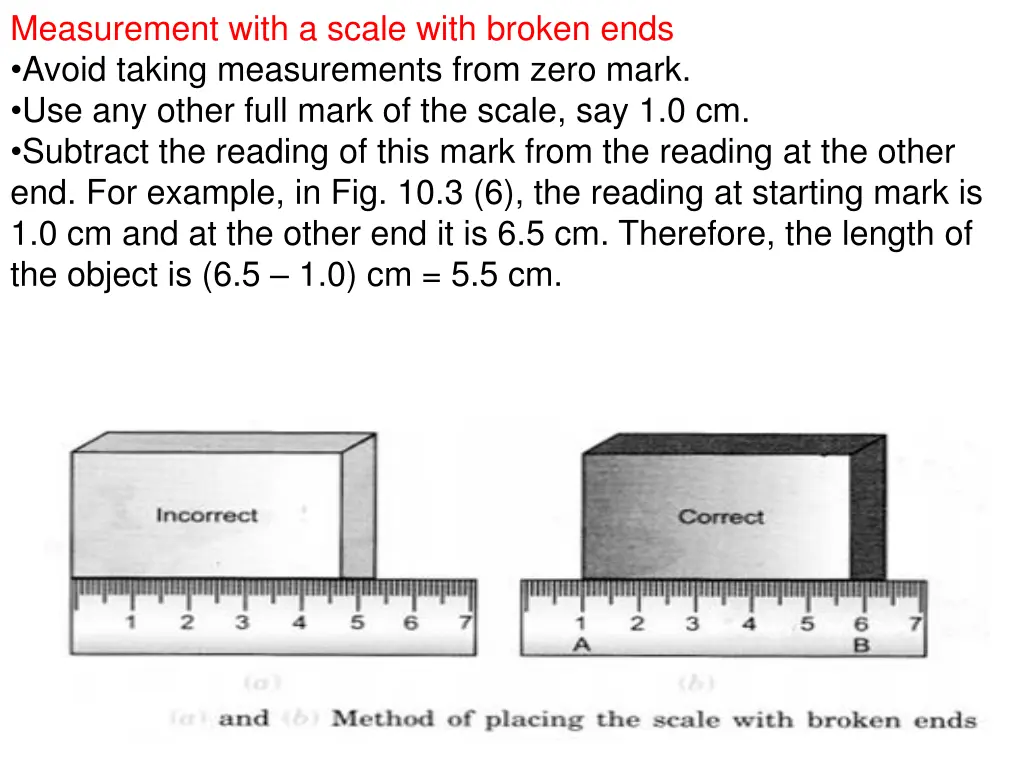 measurement with a scale with broken ends avoid