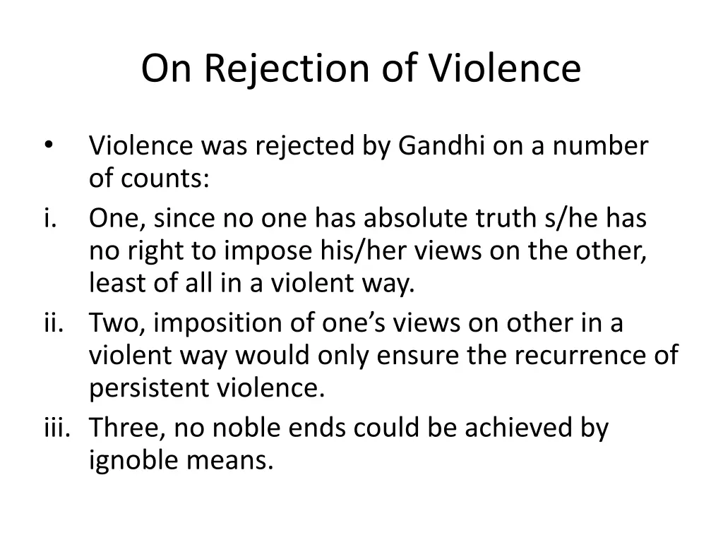 on rejection of violence