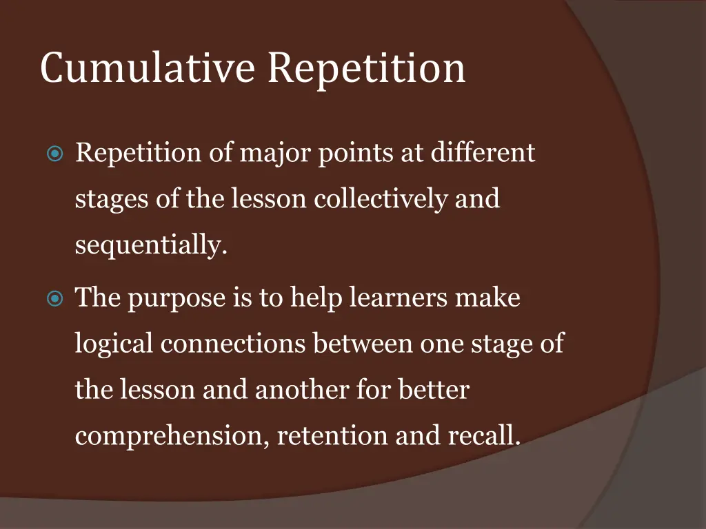 cumulative repetition