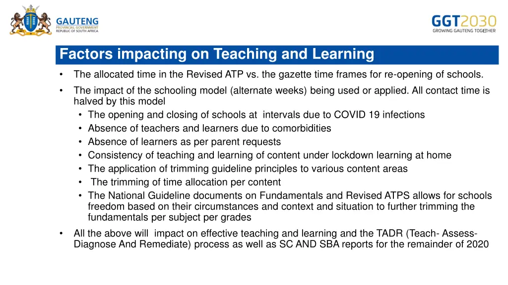 factors impacting on teaching and learning