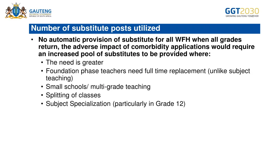 number of substitute posts utilized no automatic