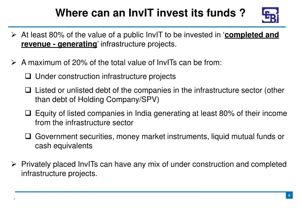 where can an invit invest its funds