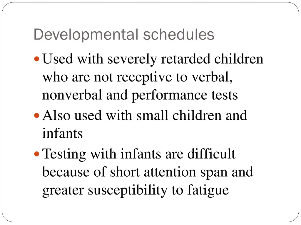 developmental schedules