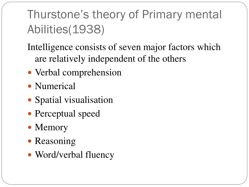 thurstone s theory of primary mental abilities