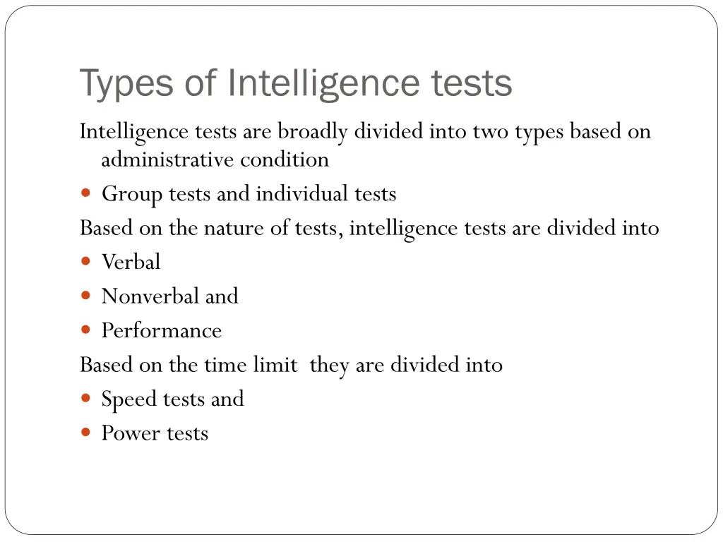 types of intelligence tests intelligence tests