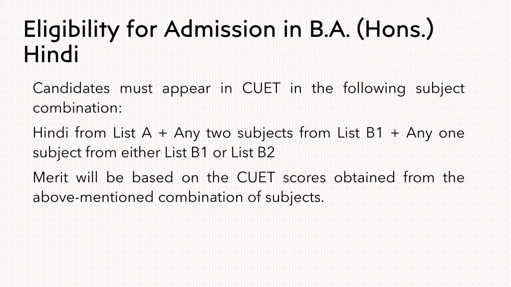 eligibility for admission in b a hons hindi